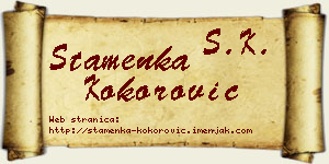 Stamenka Kokorović vizit kartica